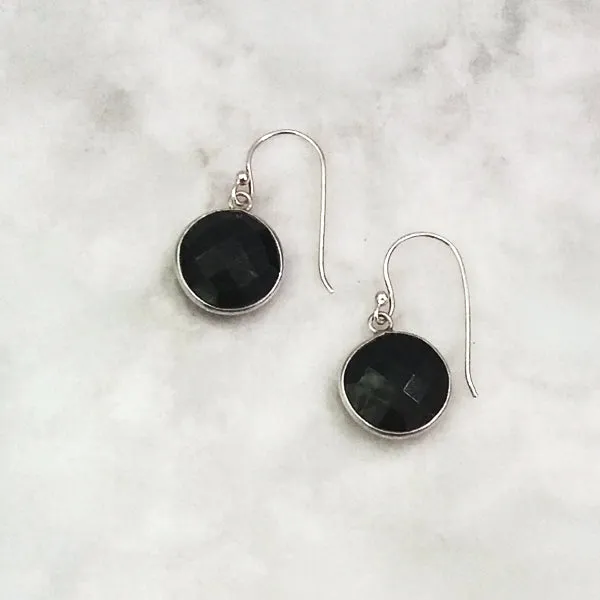 Black Agate Single Gem Drop Earrings