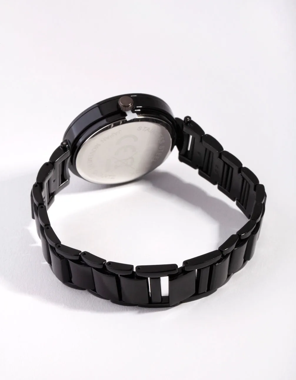 Black Diamante Link Strap Watch