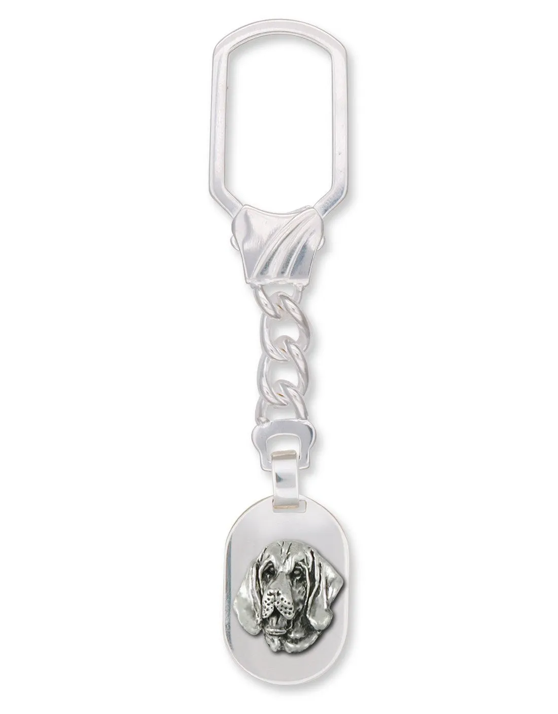 Bloodhound Key Ring Jewelry Sterling Silver Handmade Dog Key Ring BHD2-KRE