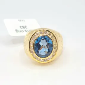 Blue Oval Diamond Men's Ring