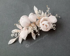 Blush Pink Flowers Bridal Hair Clip