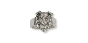 Border Collie Ring Jewelry Sterling Silver Handmade Dog Ring BE1-R