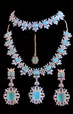 BR27 Sarah  rose gold plated cz set in mint GREEN ( READY TO SHIP )