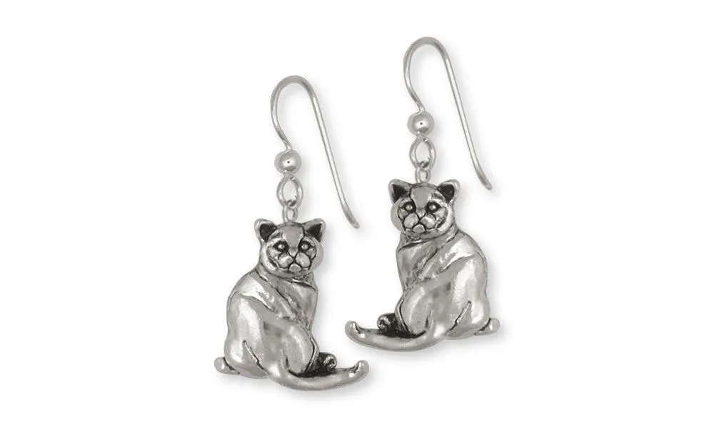 British Shorthair Earrings Jewelry Sterling Silver Handmade Cat Earrings BRS4-E