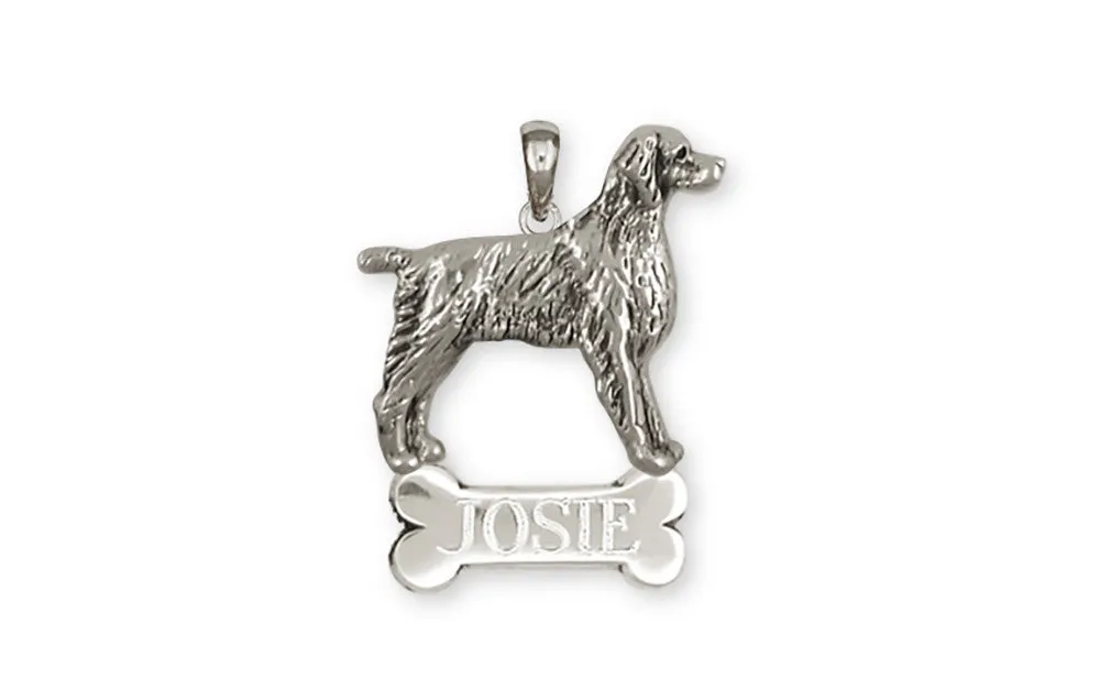 Brittany Dog Personalized Pendant Handmade Sterling Silver Dog Jewelry BR7-NP