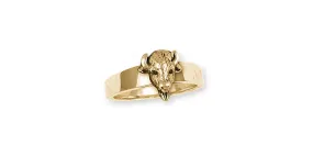 Buffalo Ring Jewelry 14k Gold Handmade Bison Ring BUF6-RG