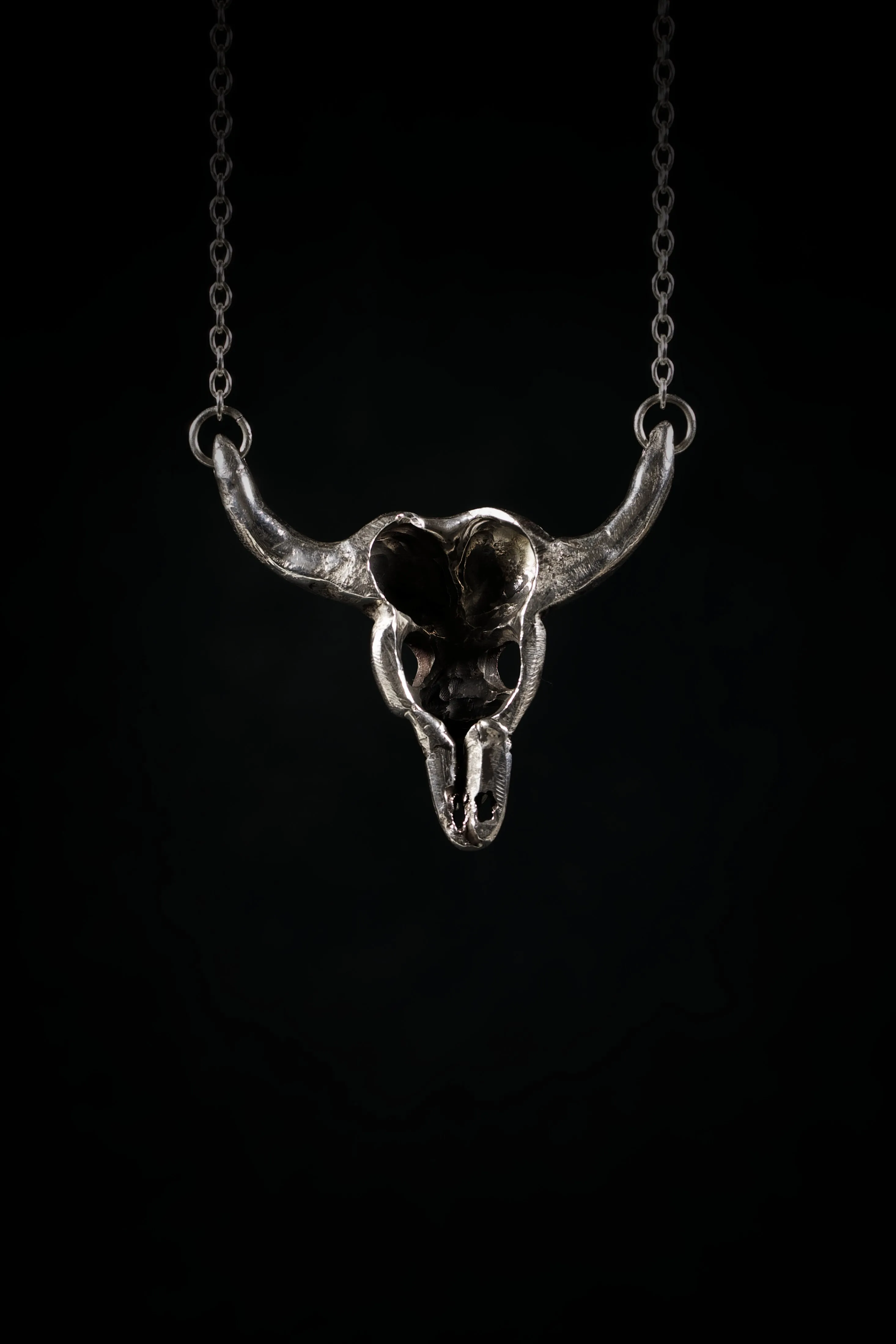 Buffalo Skull (Sterling Silver, Gold Pendant)