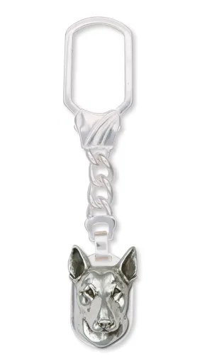 Bull Terrier Key Ring Handmade Sterling Silver Dog Jewelry BU3-KR