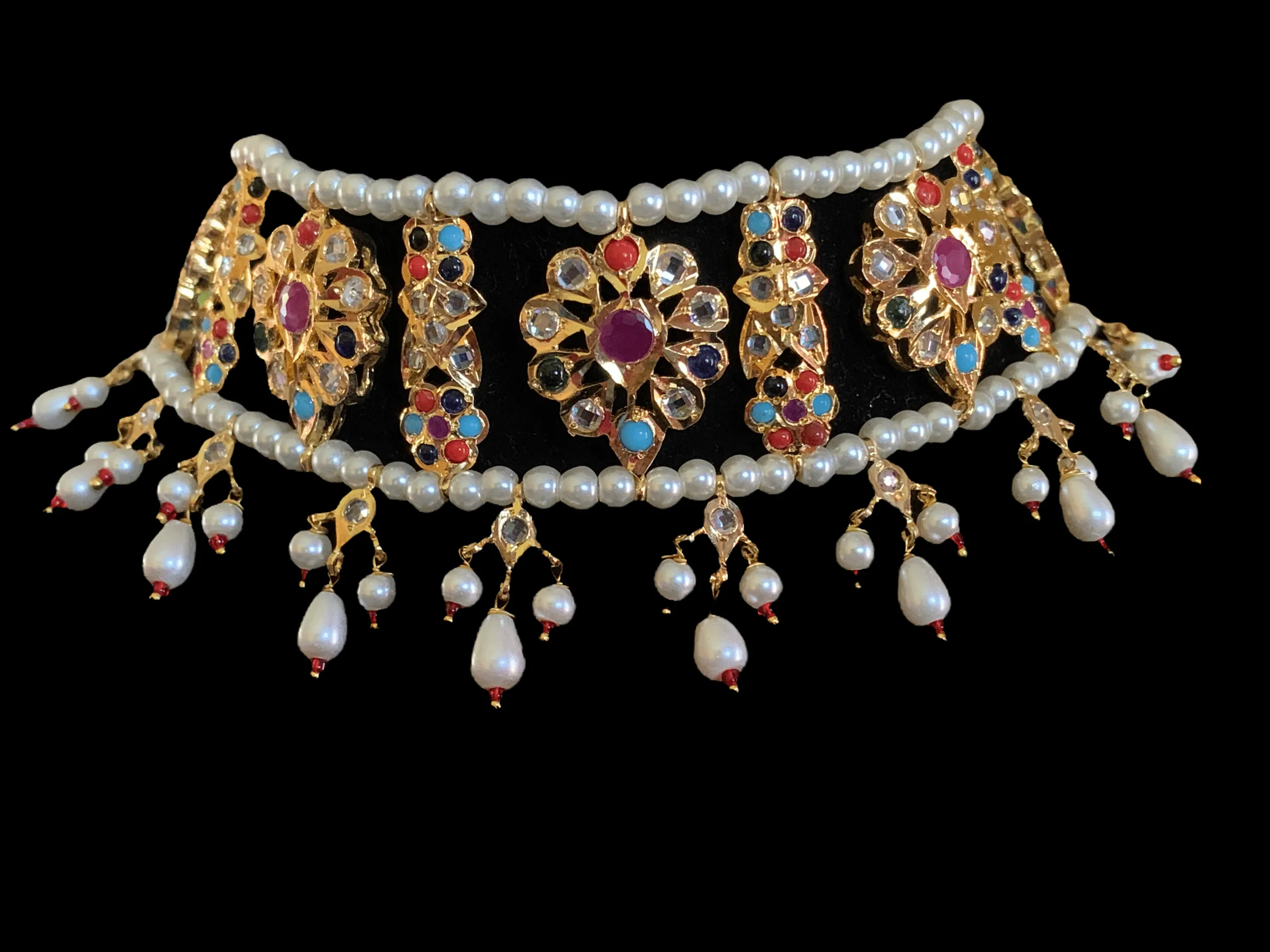 C2 Himah navratan  choker with earrings ( SHIPS IN 4 WEEKS  )