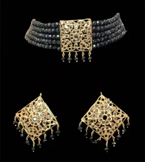 C222 Ariha choker set in black beads ( SHIPS IN 3 WEEKS)