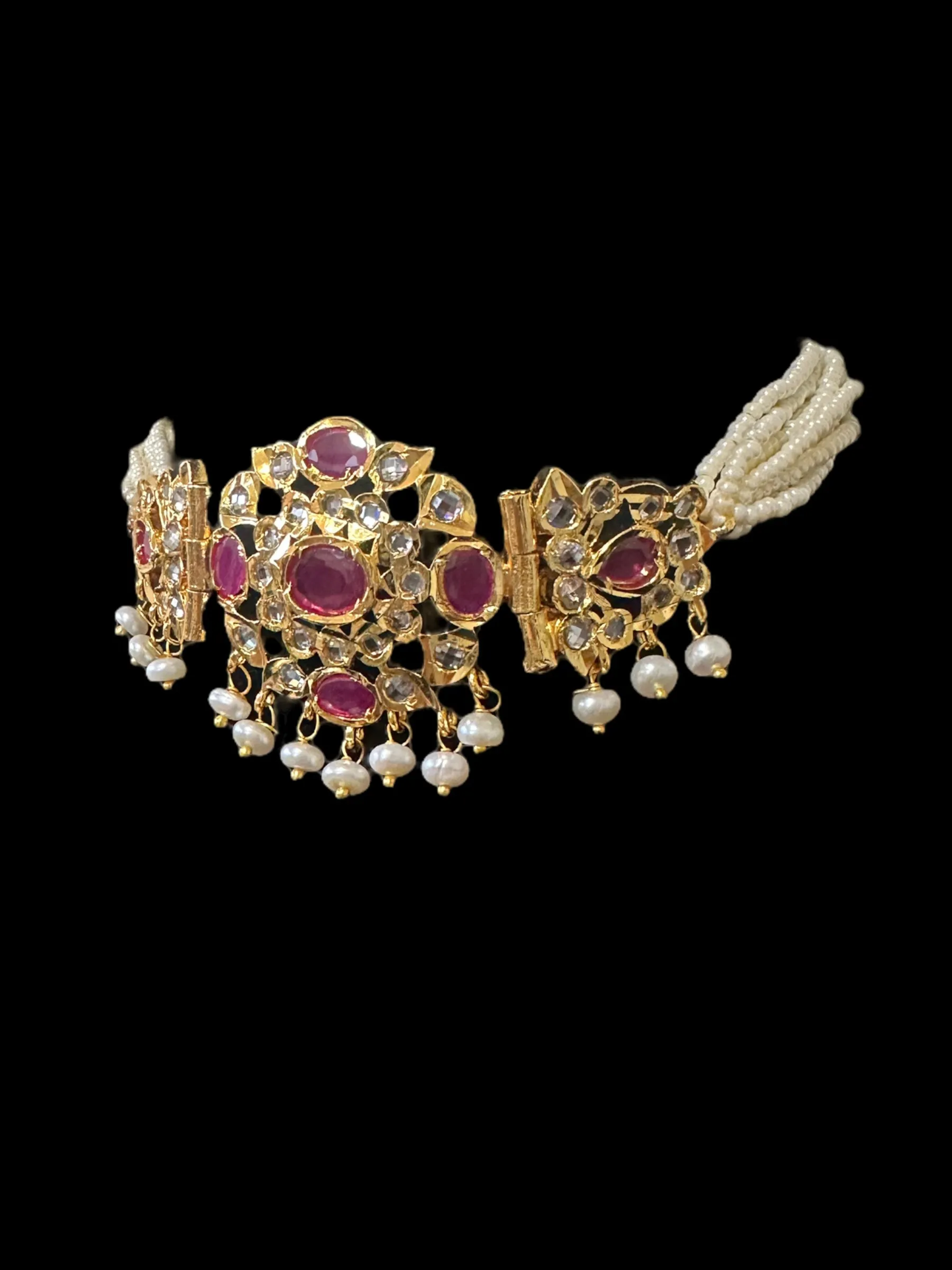 C302 MUSHK hyderabadi choker with earrings -Ruby ( READY TO SHIP  )