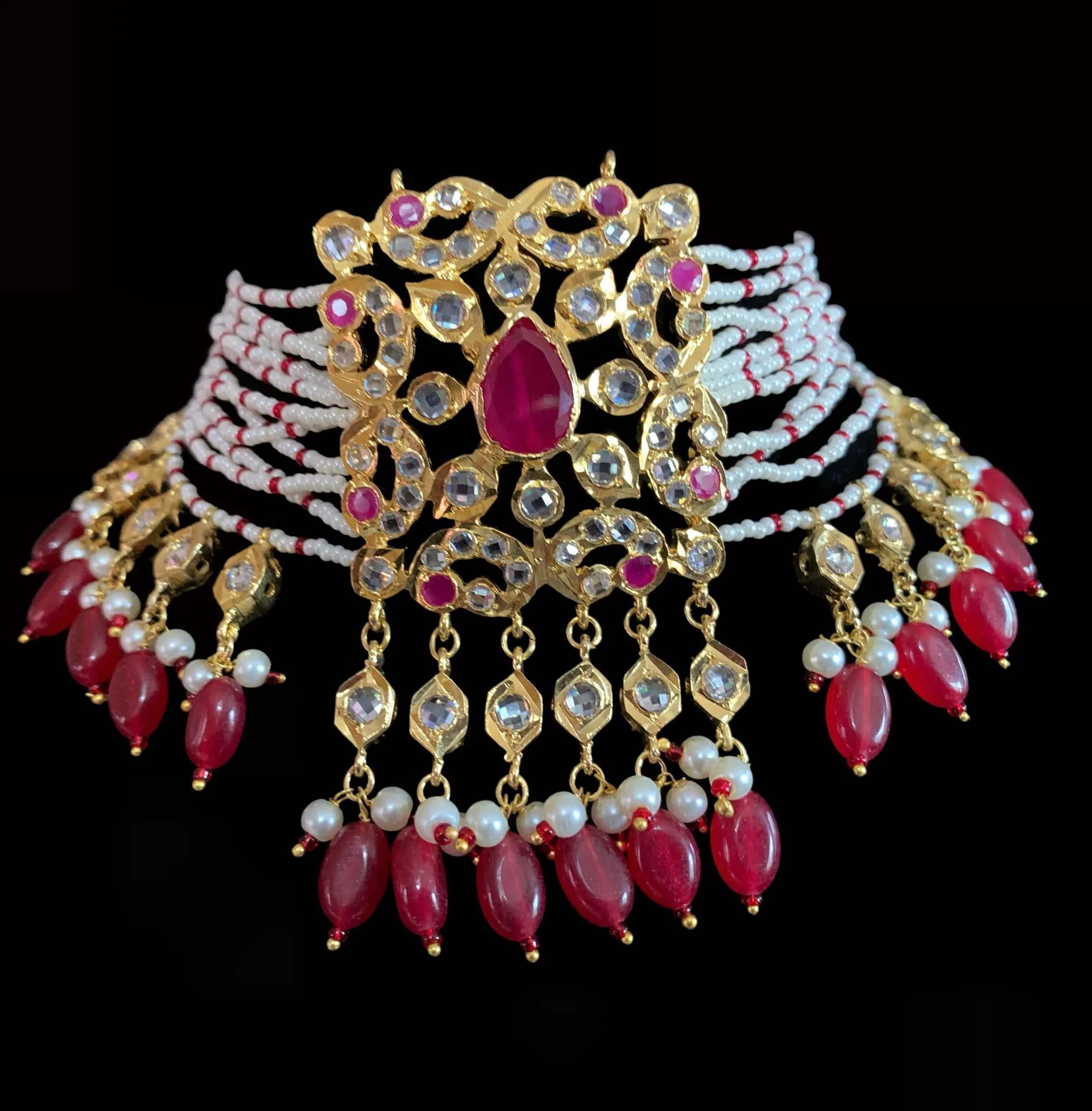 C35 Jahaan hyderabadi choker - ruby (READY TO SHIP )