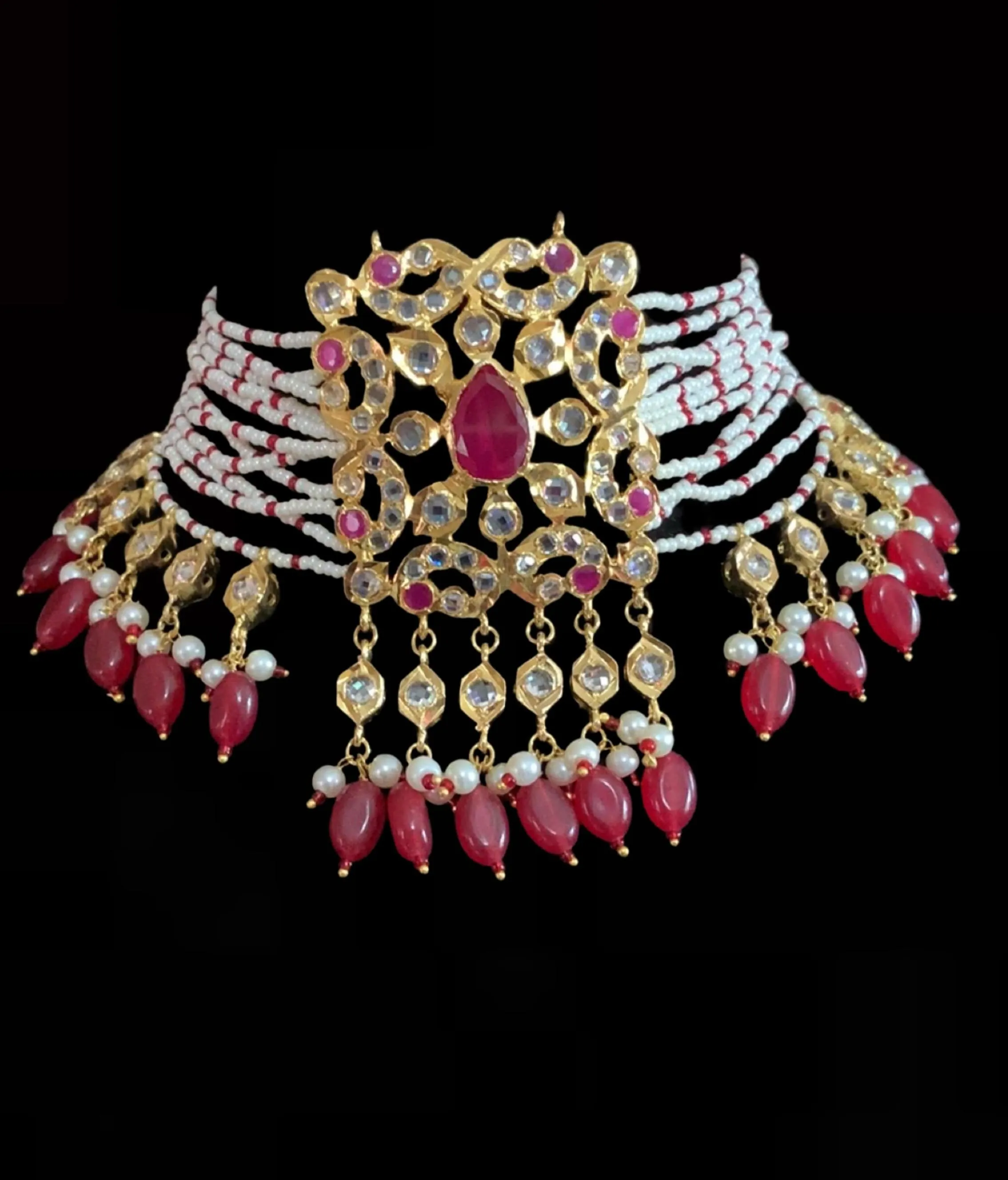 C35 Jahaan hyderabadi choker - ruby (READY TO SHIP )