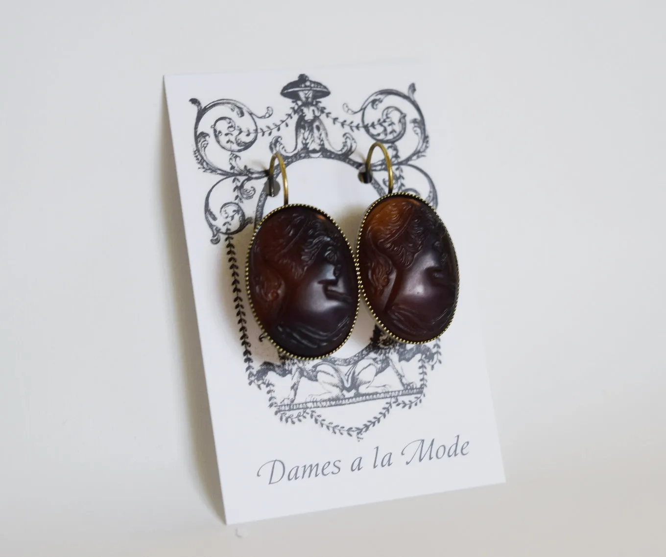 Cameo Earrings - Extra Large Brown Tortiseshell