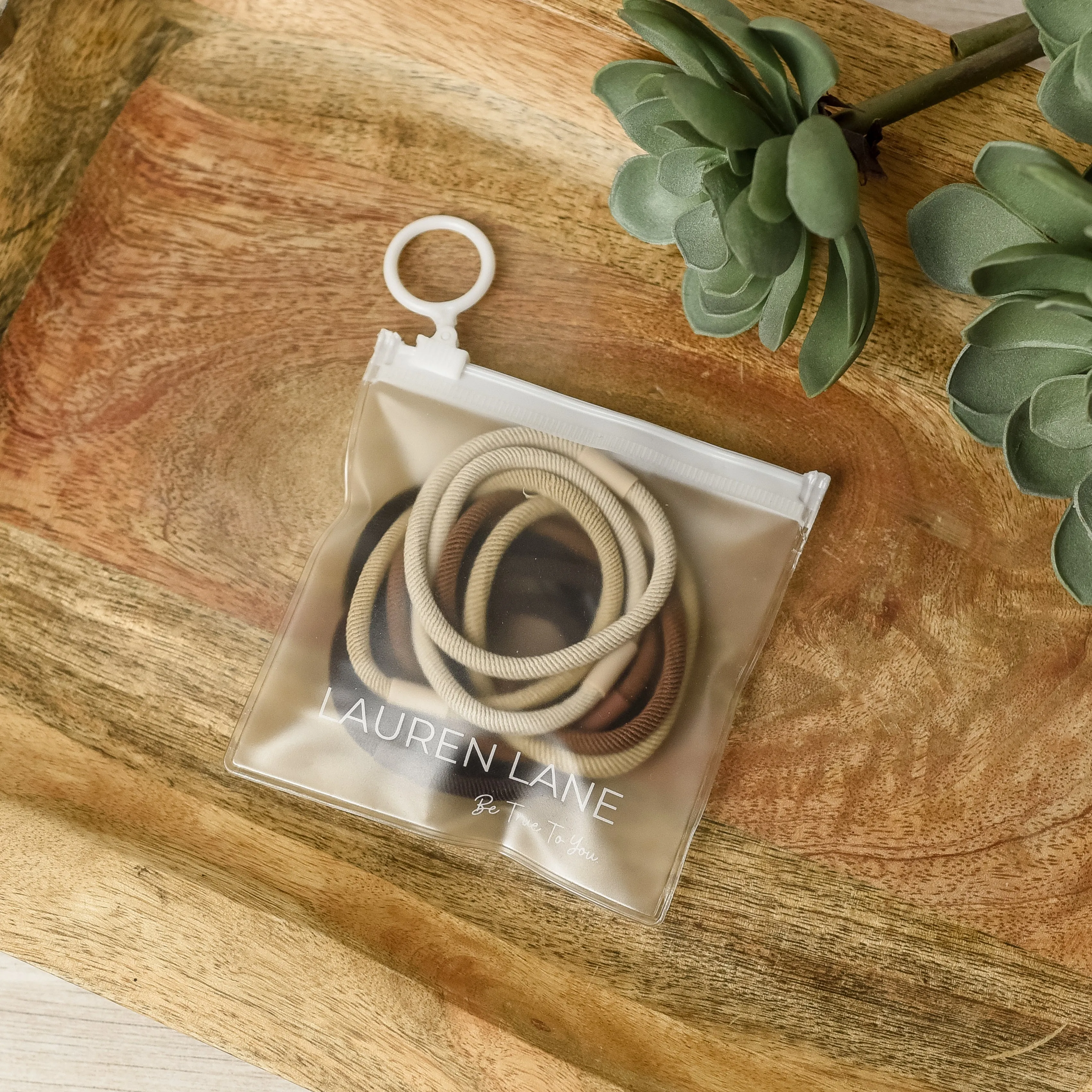 Carly Neutral Elastic Hair Bands-Smooth