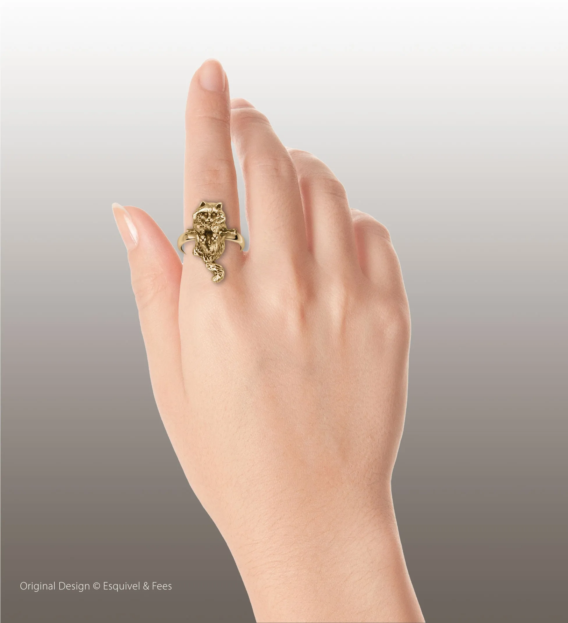 Cat Jewelry 14k Gold Handmade Cat Ring  CT50-RG