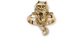 Cat Jewelry 14k Gold Handmade Cat Ring  CT50-RG