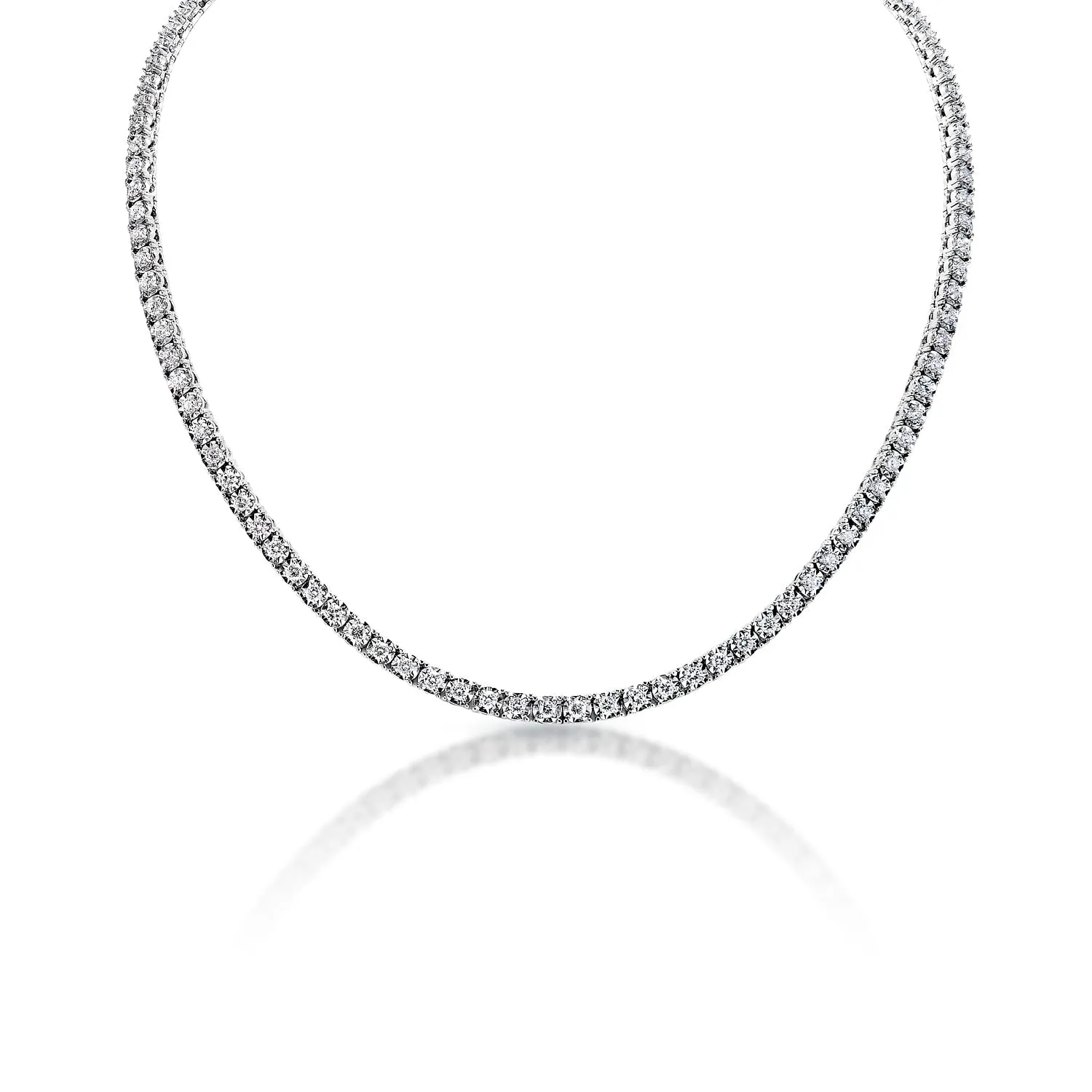 Chana 6 Carat Round Brilliant Diamond Tennis Necklace in 14k White Gold By Mike Nekta