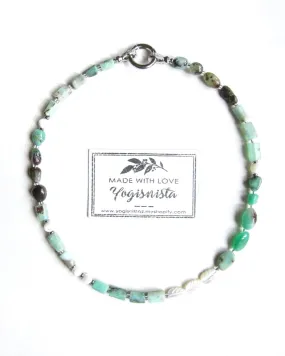 Chrysoprase Australian Jade, Mother of Pearl Choker Necklace - Abundance, Protection, Prosperity