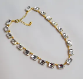 Clear Crystal Swarovski Collet Necklace - Medium Octagon