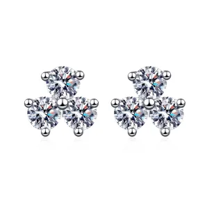 Clover Petal Moissanite Earrings Women Sterling Silver