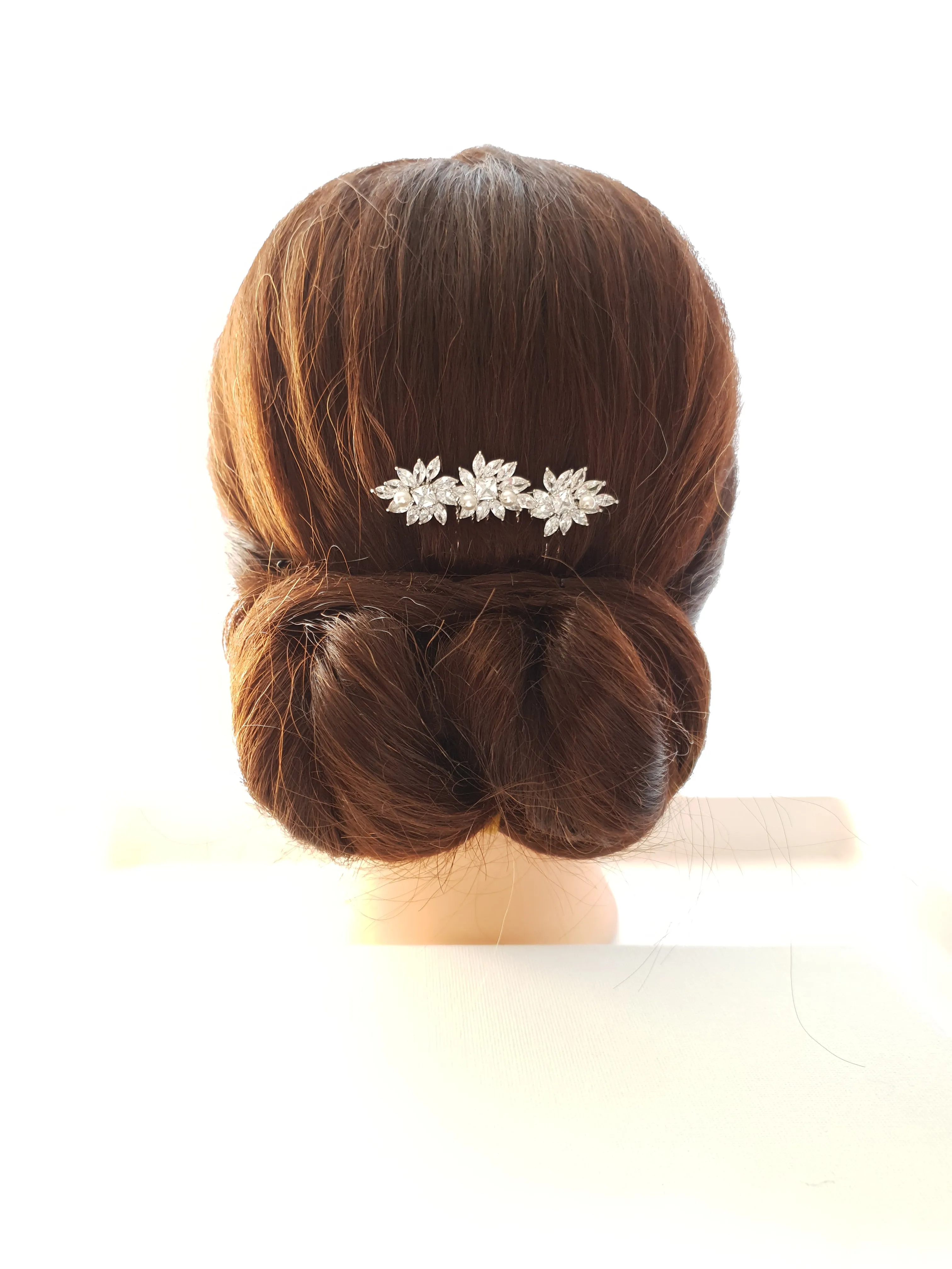 Crystal Flower Gold Hair Comb for Weddings-Bridget