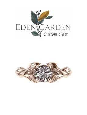 Custom order: Half payment for Clematis | branch engagement ring setting, round gemstone