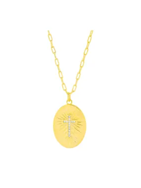 CZ Cross Medallion Necklace