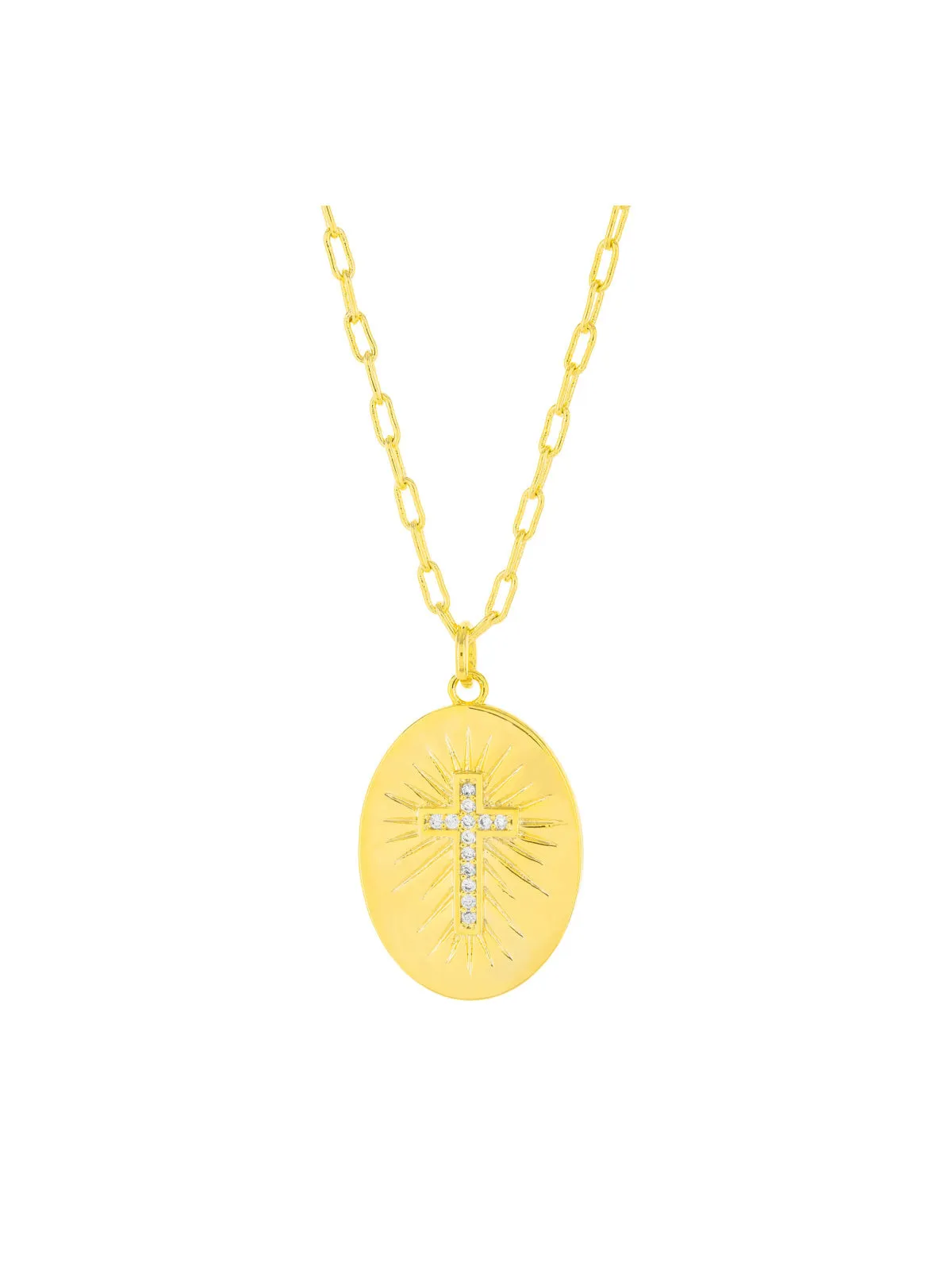 CZ Cross Medallion Necklace