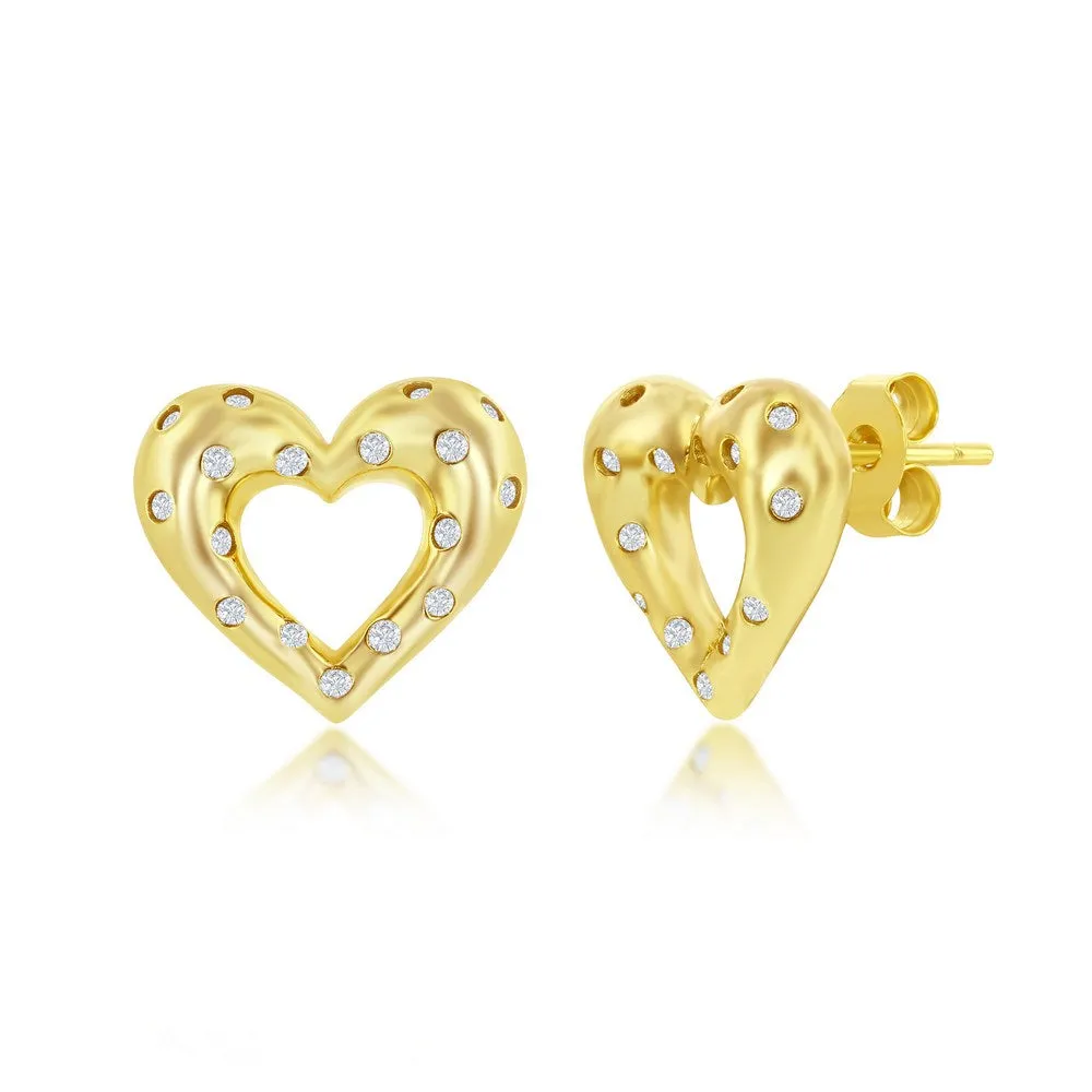 CZ Heart Earrings - Gold Plated