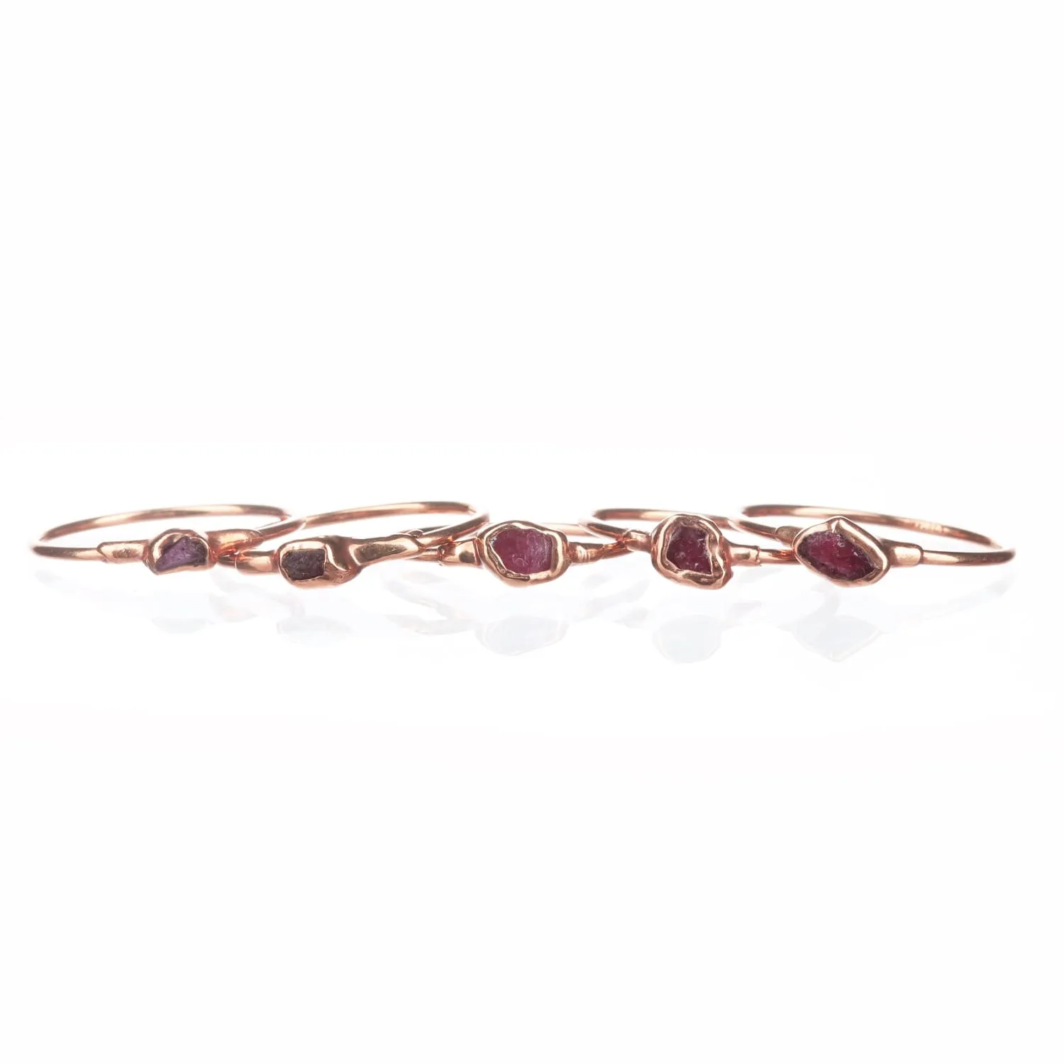 Dainty Raw Ruby Ring in Rose Gold