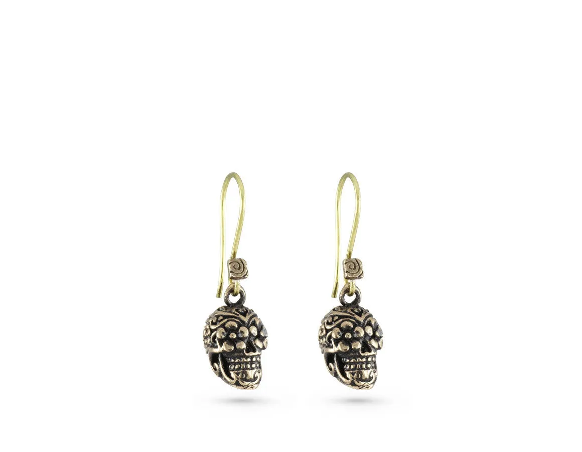 Day of the Dead Skull Earrings - Bronze