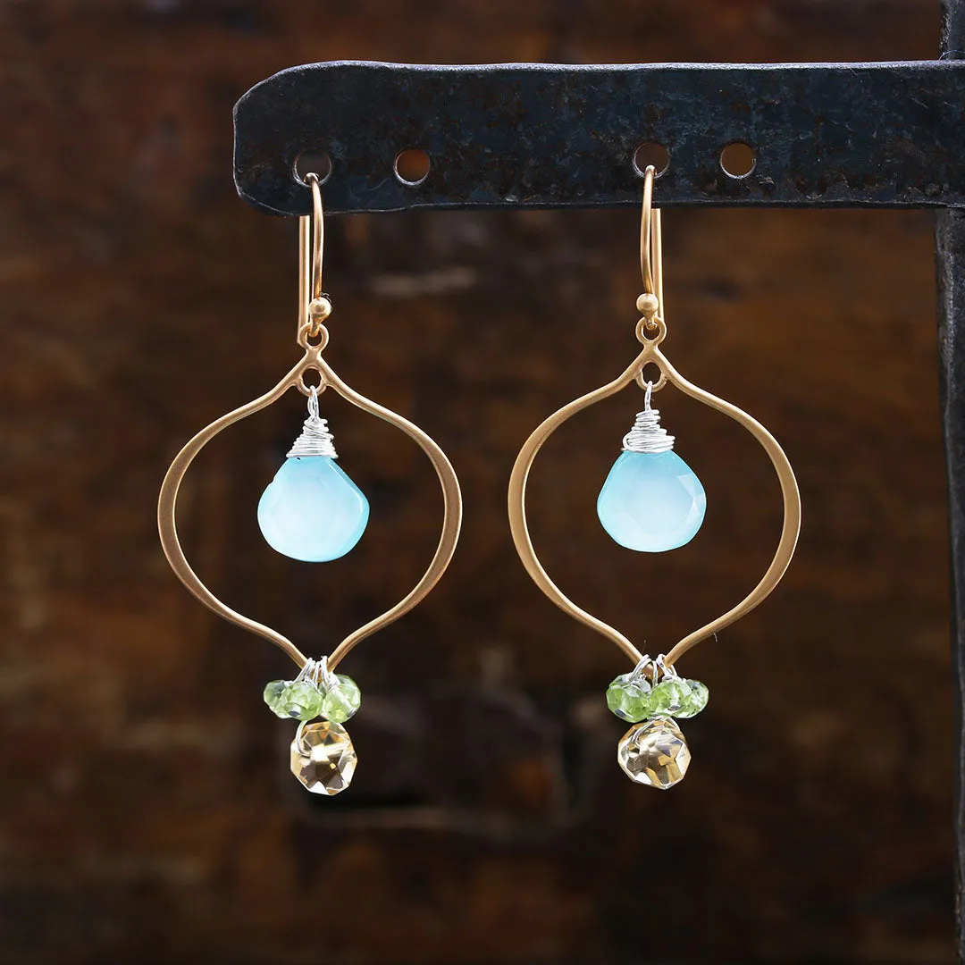 Dazzling Spectacle - Aqua Chalcedony Chandelier Earrings