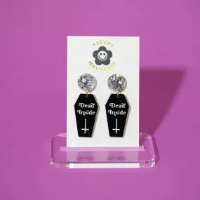 Dead Inside Coffin Dangle Earrings