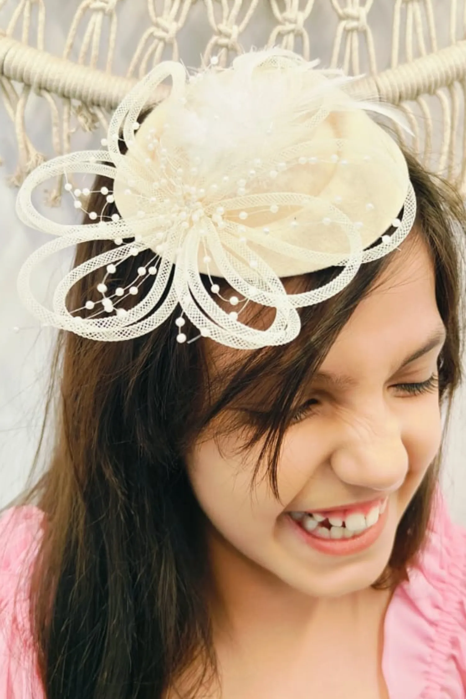 Derby Pearl White Fascinator