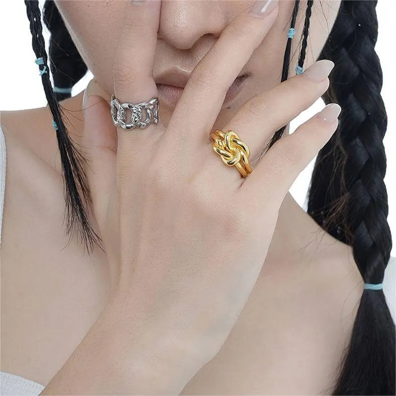 Designer Knotted Multi-Layer Wrap Band Ring in S925 Silver