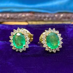 Emerald & Diamond Frame Earrings