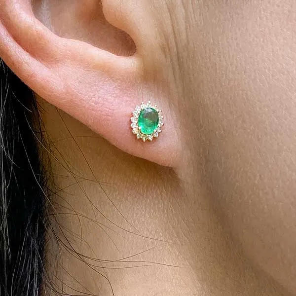 Emerald & Diamond Frame Earrings