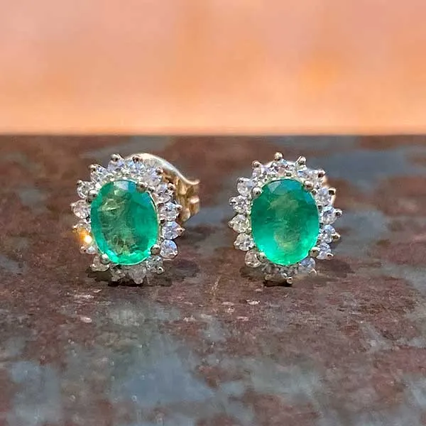 Emerald & Diamond Frame Earrings