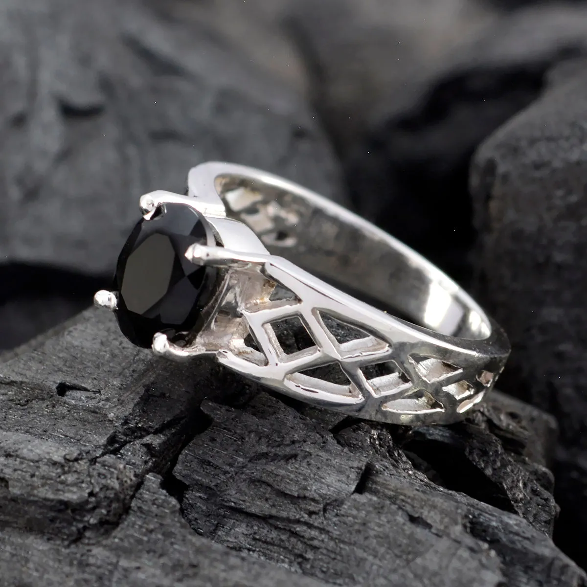 Exporter Gem Black Onyx Solid Silver Ring Healing Crystals Jewelry