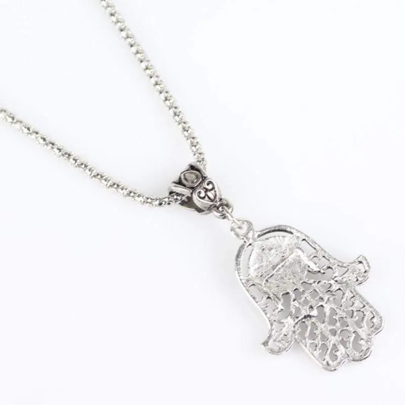 Eye of the Hamsa Silver & Blue Necklace