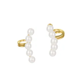 Five Pearls Ear Cuff Clip on Earrings for Women