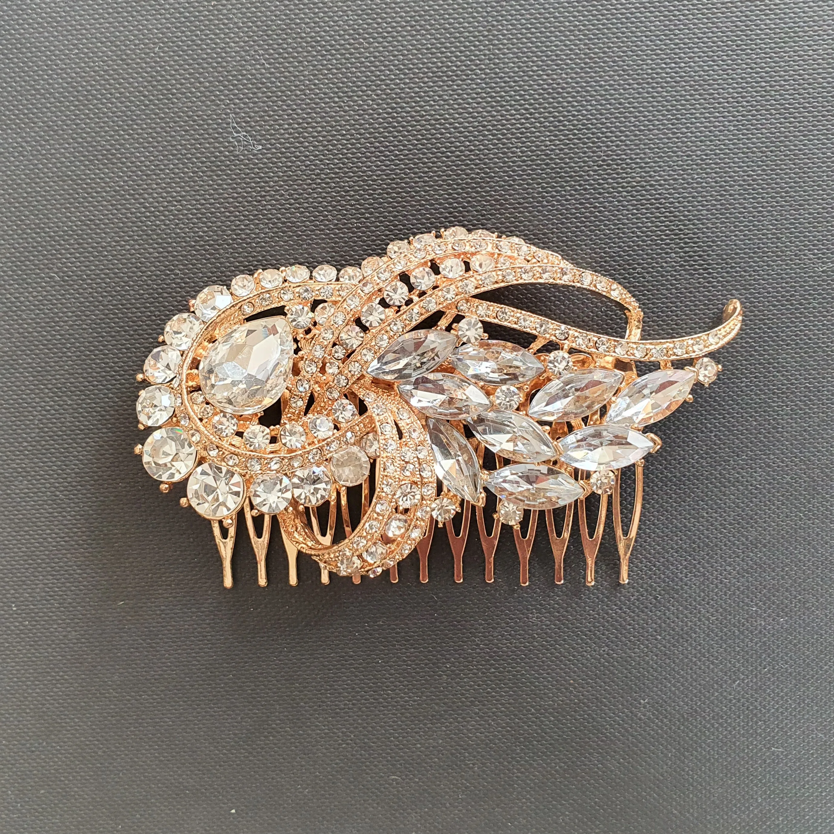 Gold Bridal Hair Comb-Diane