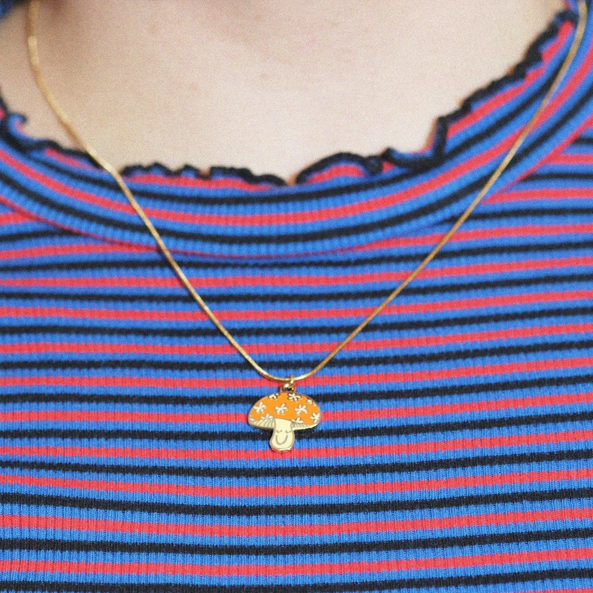 Happy Mushroom Charm Necklace