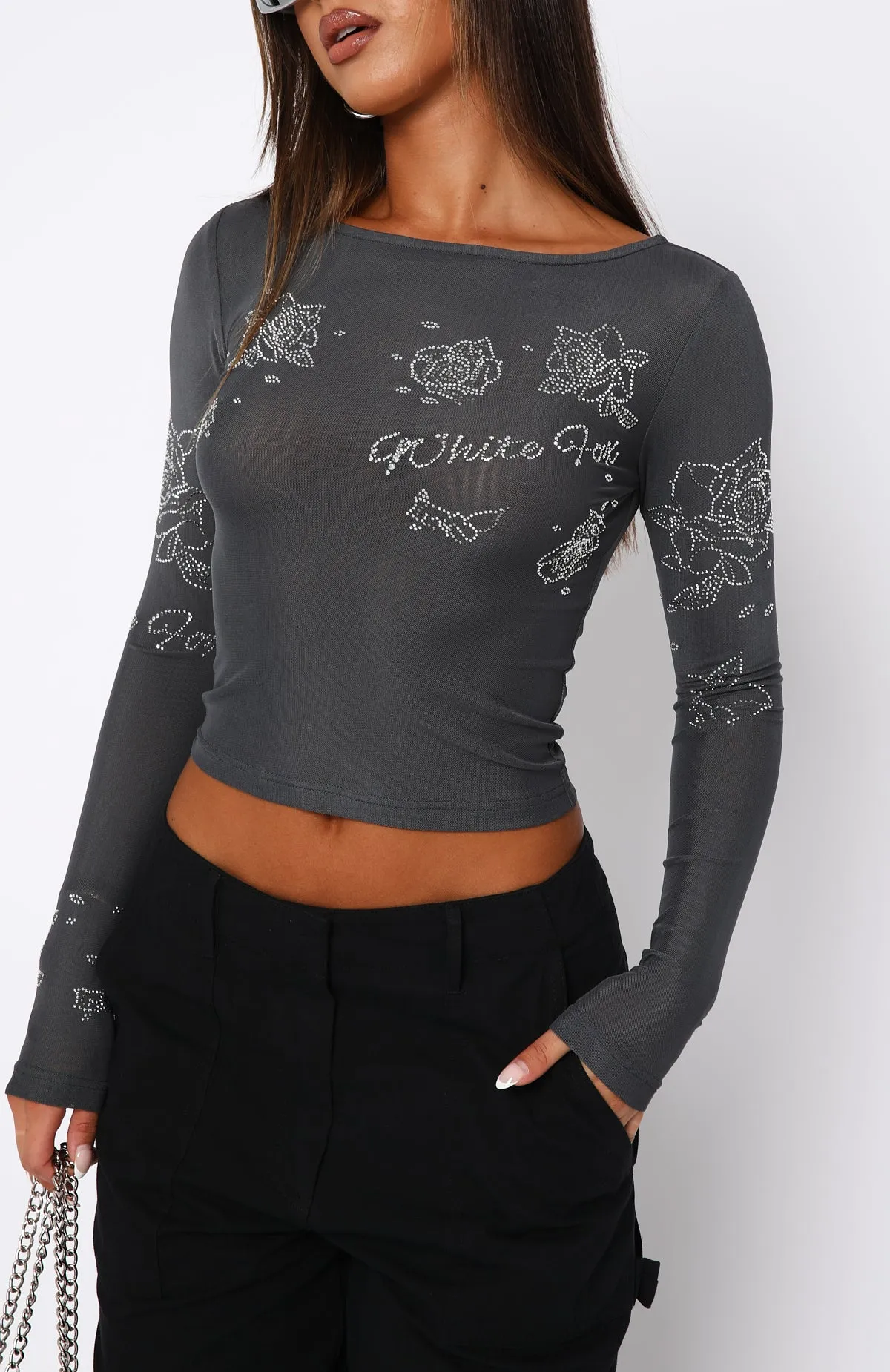 Headstrong Long Sleeve Top Charcoal