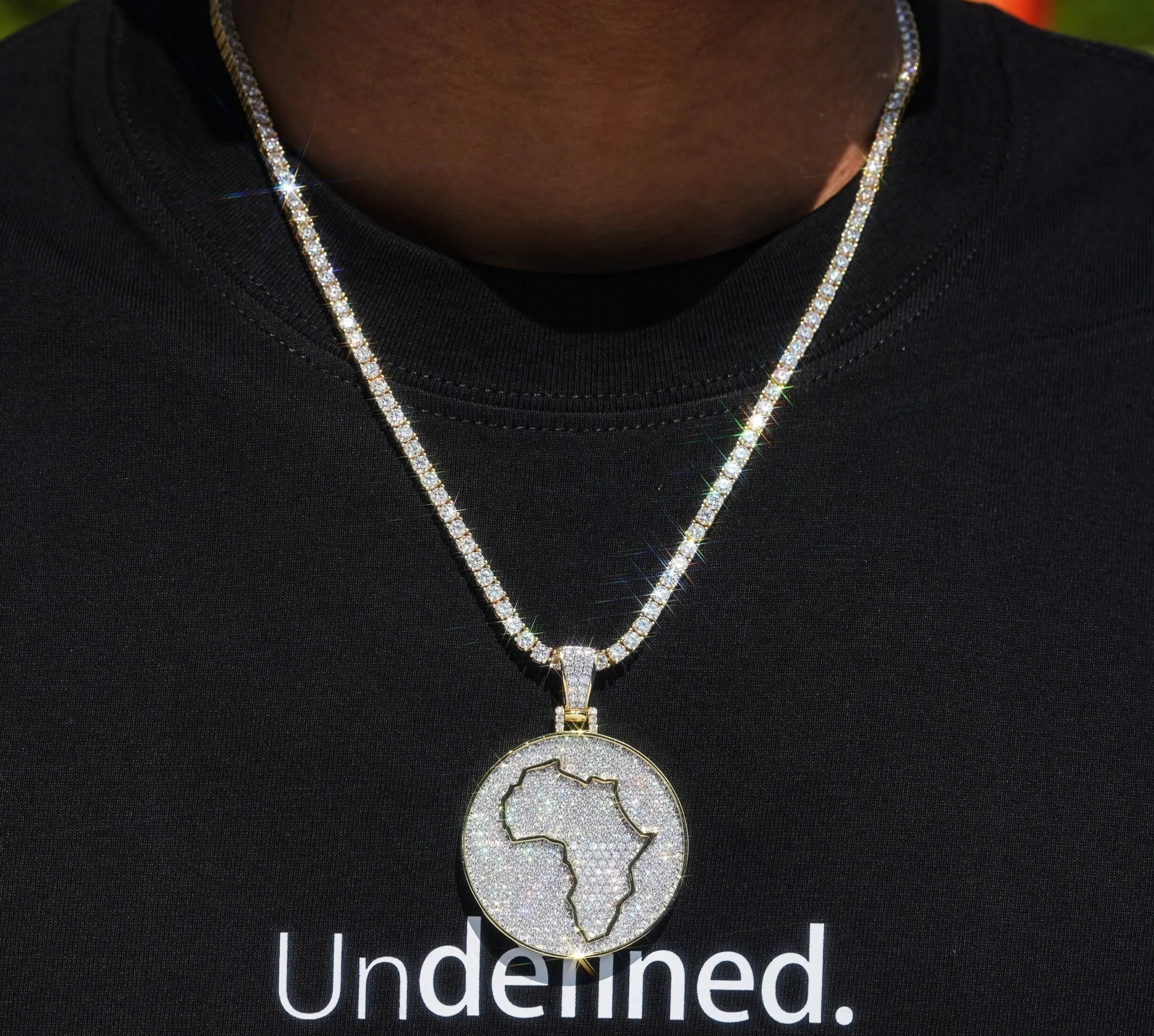 Iced out Map Pendant