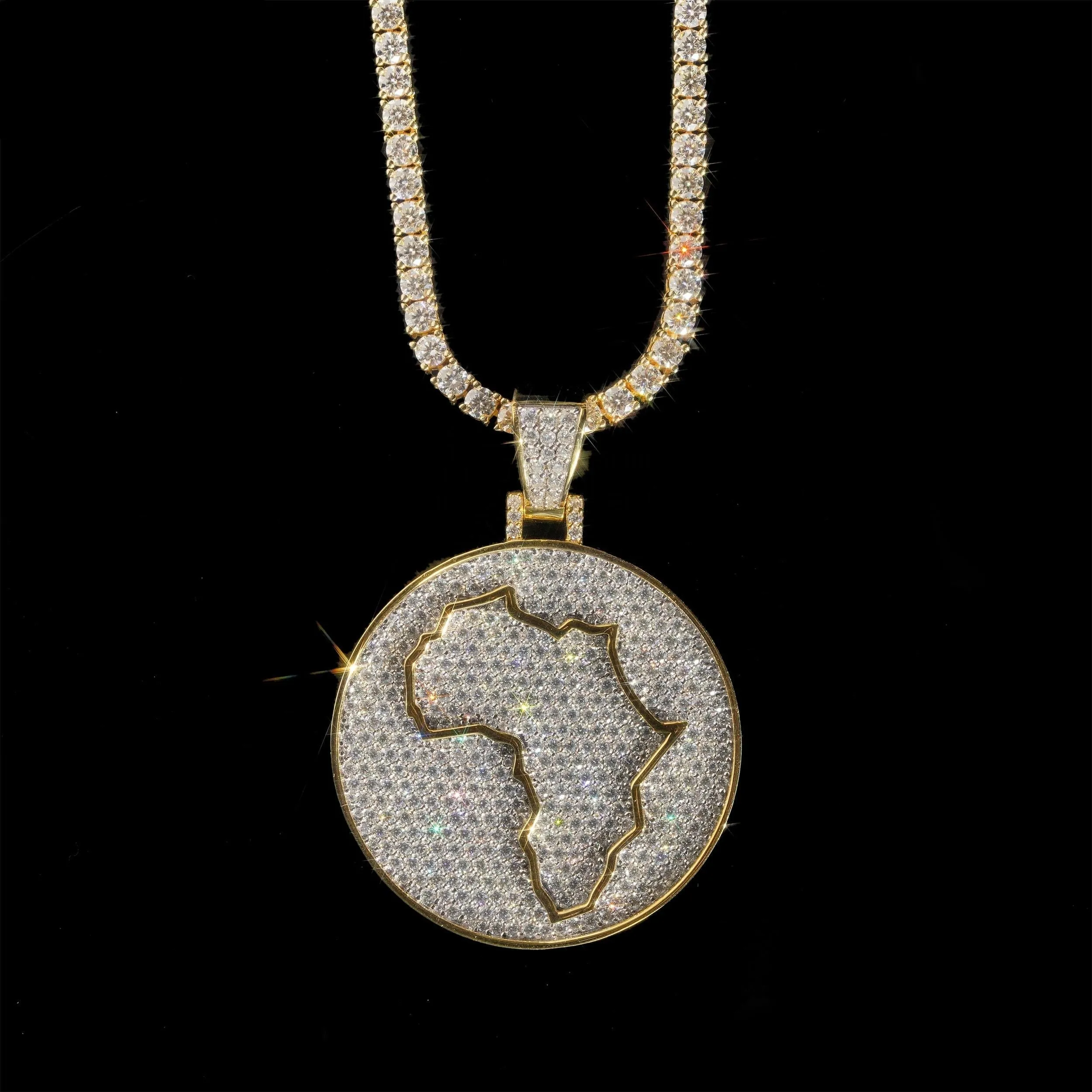 Iced out Map Pendant