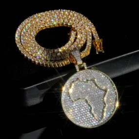 Iced out Map Pendant