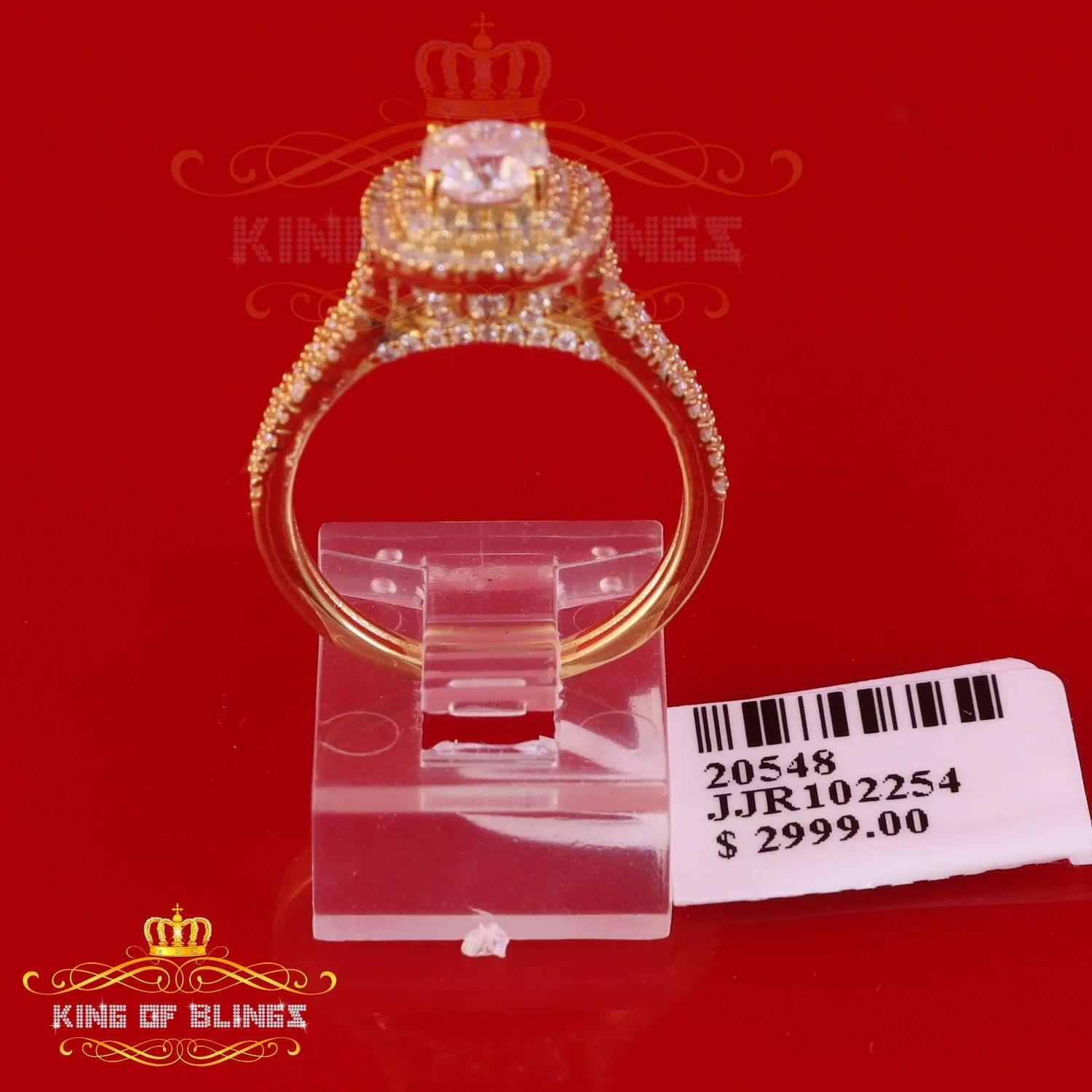 King Of Blings  10K Yellow Gold 2.00CT 'VVS' 'FL' D clr Cushion Cut Moissonite Womens Ring S/7