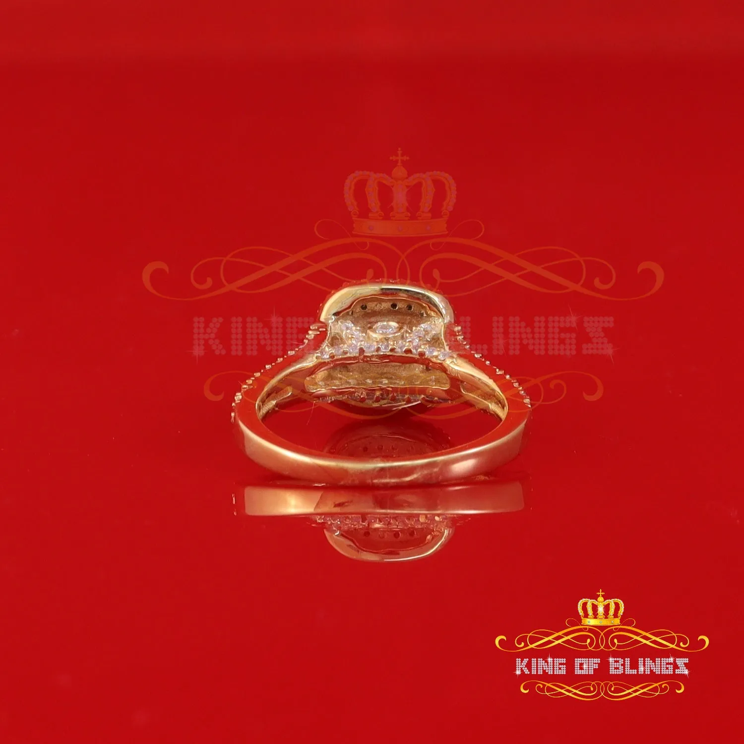 King Of Blings  10K Yellow Gold 2.00CT 'VVS' 'FL' D clr Cushion Cut Moissonite Womens Ring S/7